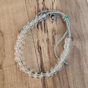 Clear Beaded Bracelet with Blue Cord